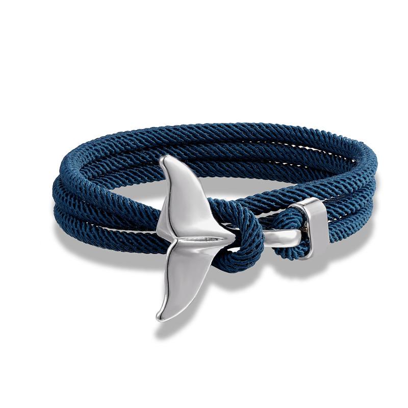Whale Tail Anchor Bracelets Men Multilayer Charm Rope Chain Bracelet Male Women Navy Wrap Metal Sport Hook