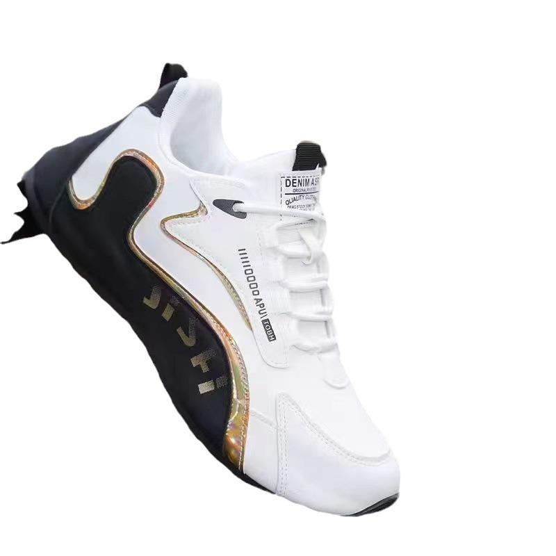 Leather waterproof dad shoes men's new trendy soft-soled travel shoes lace-up leather shoes student running shoes