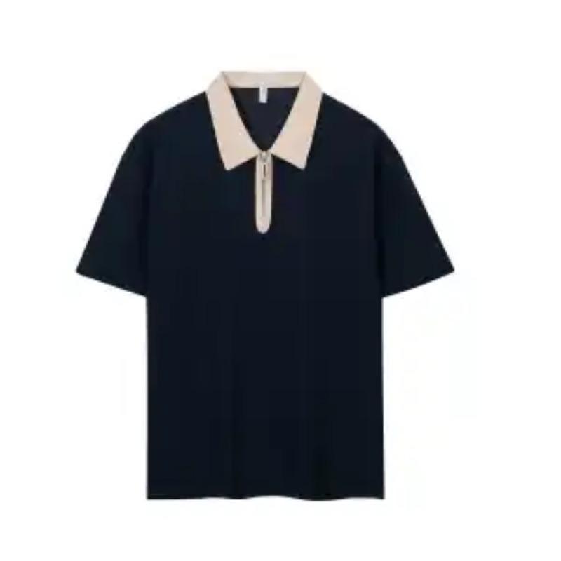 Mens Contrast Collar Half Zip Knit Polo Shirt S темно-синий