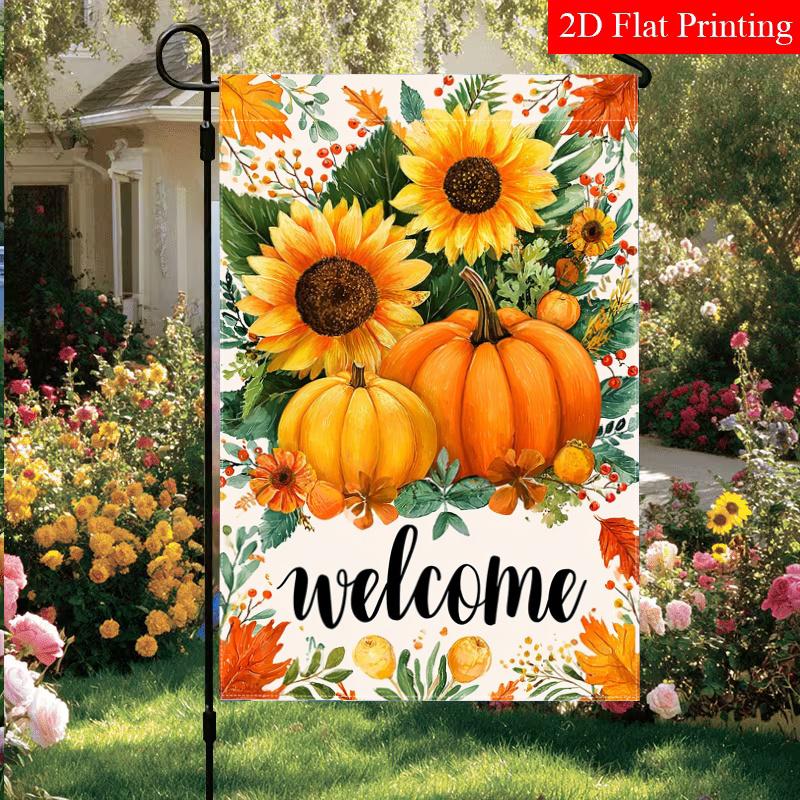 Thanksgiving Autumn Pumpkin Sunflower Garden Flag 4 (2) Outdoor Garden Flag Double-Sided Home Decoration Courtyard Decoration Outdoor Decoration Lawn