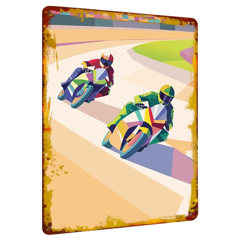 Custom Motorcycle Racing Pattern Metal Iron Painting Home Decor Living Room Wall Art Modern Simple Wall Decoration