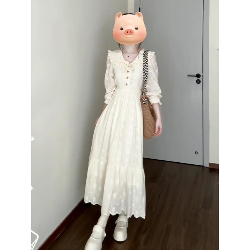 Doll collar temperament long-sleeved dress children's summer new temperament base waist spring wear long dress