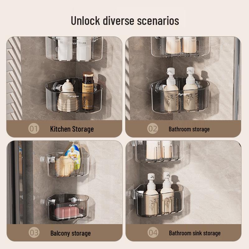 Corner Sink Storage Rack - Multi-functional Sponge & Dish Organizer with Suction Cup Wall Mount