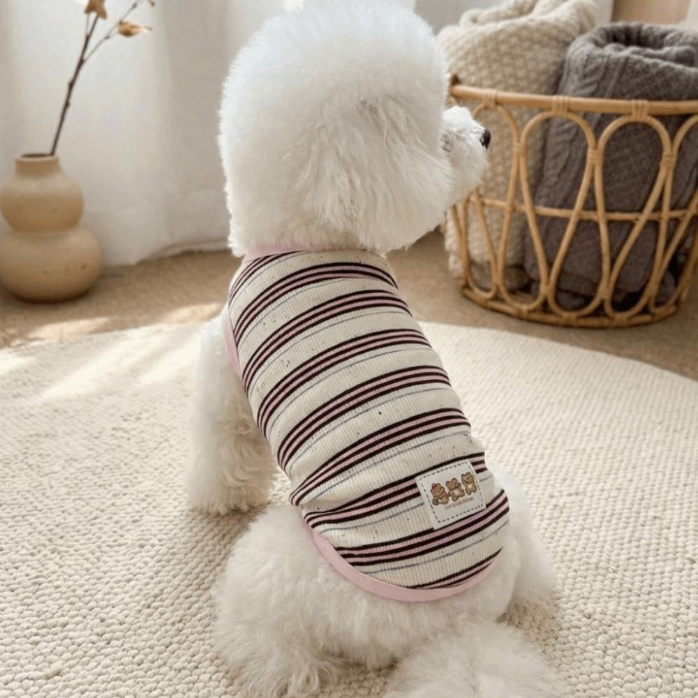 Cute Round Neck Dog Cooling Vest Breathable Thin Soft Dog Striped T-Shirt Cool Sun Protection Pet Pullover Daily Walk