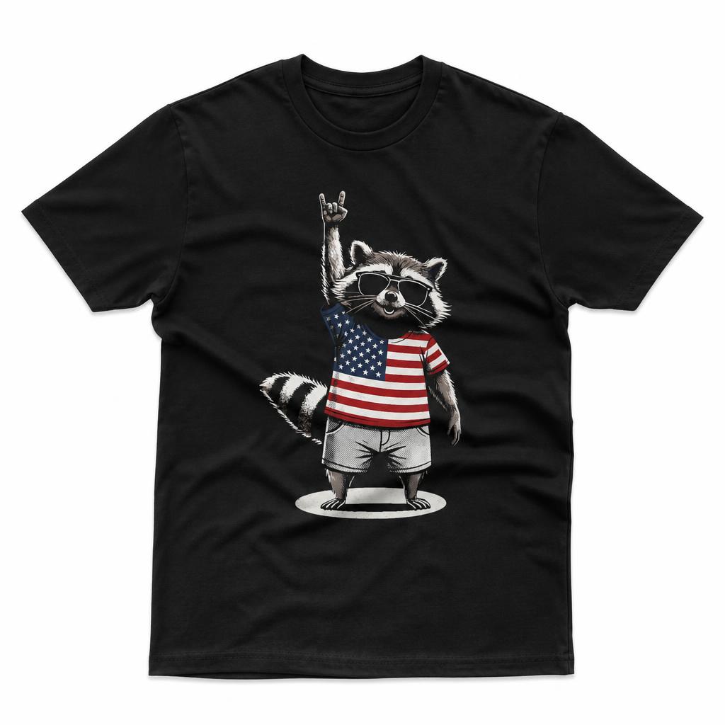 American Flag Raccoon Usa Funny America Unisex Retro T Shirt 100 Cotton Clothing Fun Short Sleeve Tee Gift Tshirts