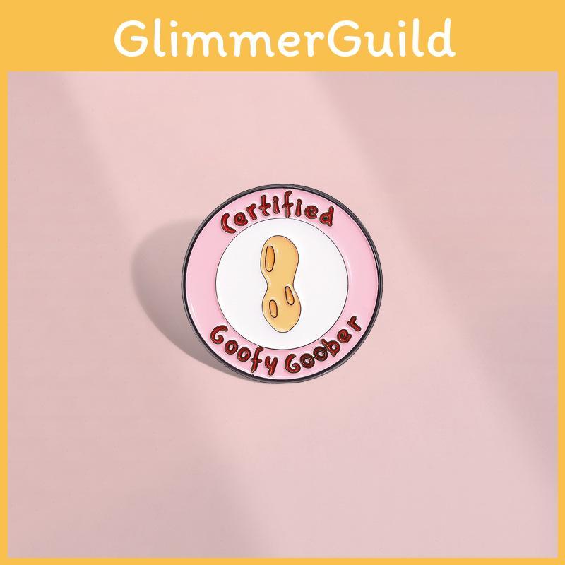 Geometric Pink Trendy Cartoon Brooch With Letter Certification And Fun Peanut Motif