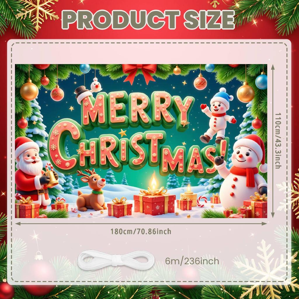 Merry Christmas Banner Colorful Santa Claus Reindeer Christmas Theme Party Decor Backdrop Xmas New Year Photography Background