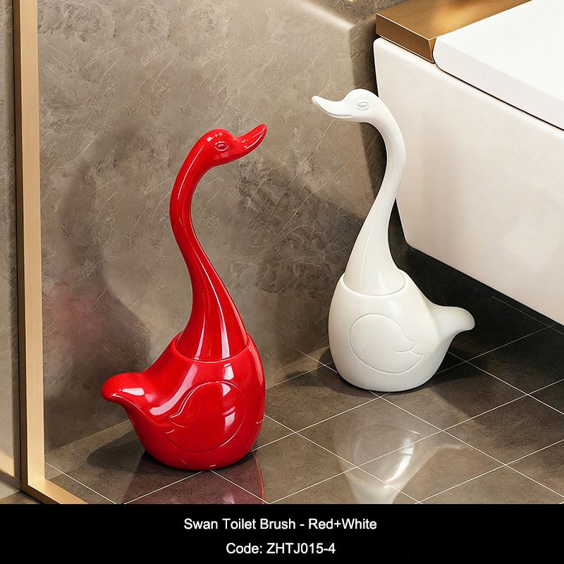 Cepillo para Inodoro Creativo de Cisne Limpieza del Hogar Base para Inodoro Mango Largo Juego de Cepillos de Limpieza Suministros de Decoración para Baño Regalo