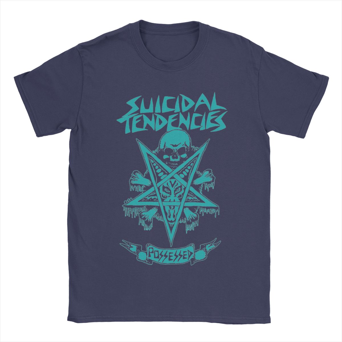 The best product for you Suicidal Tendencies T-shirts Heren Nieuwigheid Katoenen T-shirts Ronde Hals Korte Mouw T-shirts Cadeau Idee Kleding XL marineblauwe kleur