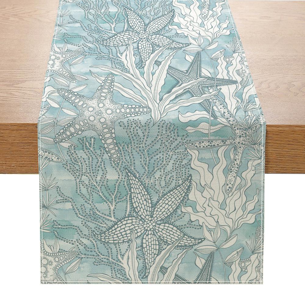 Летняя морская жизнь напечатанный флаг стол льняной напечатанный декор стола маленькая — фото 8