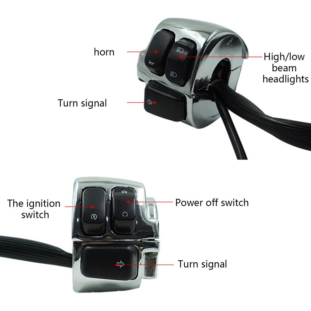 High-performance 1" 25mm Handlebar Switch Control with Wiring Harness for High/Low Beam Horn Turn Signal Light Durable