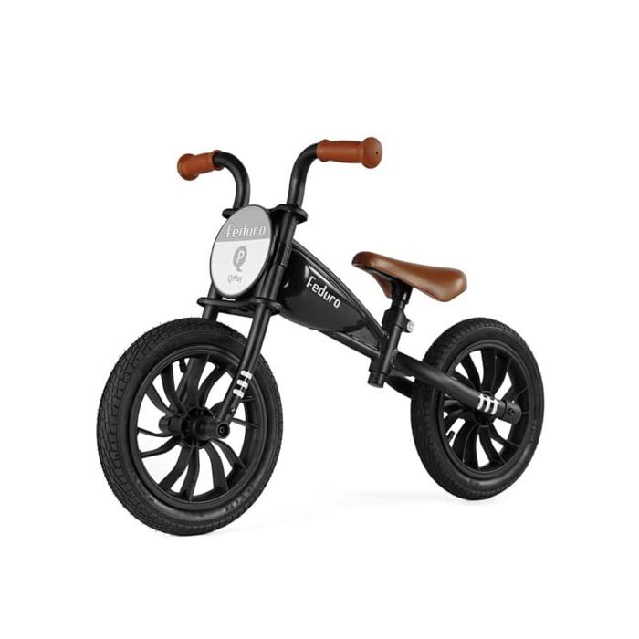 Vélo sans pédales pour enfant - QPLAY - Feduro noir 12" - 17 unités - 1 kg - Nourrisson - 54x83x40 cm - Multicolore