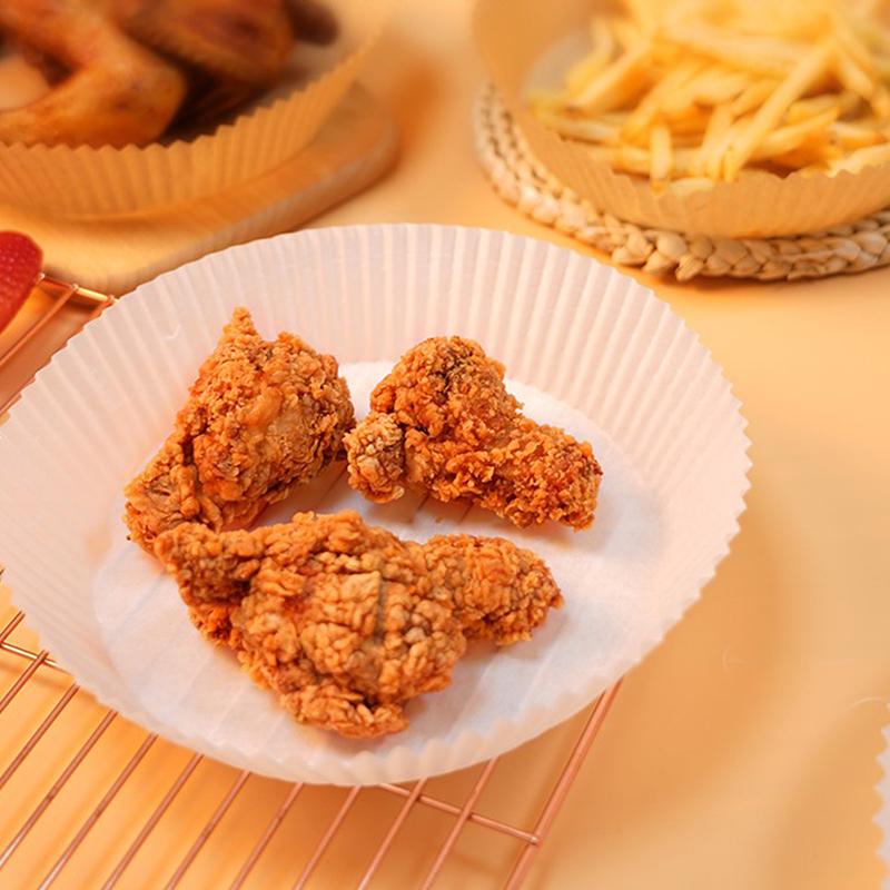 50Pcs Air Fryer Disposable Parchment Paper Liner Oil-Proof Paper Tray Non-Stick Baking Mat Air Fryer Accessories Squareround