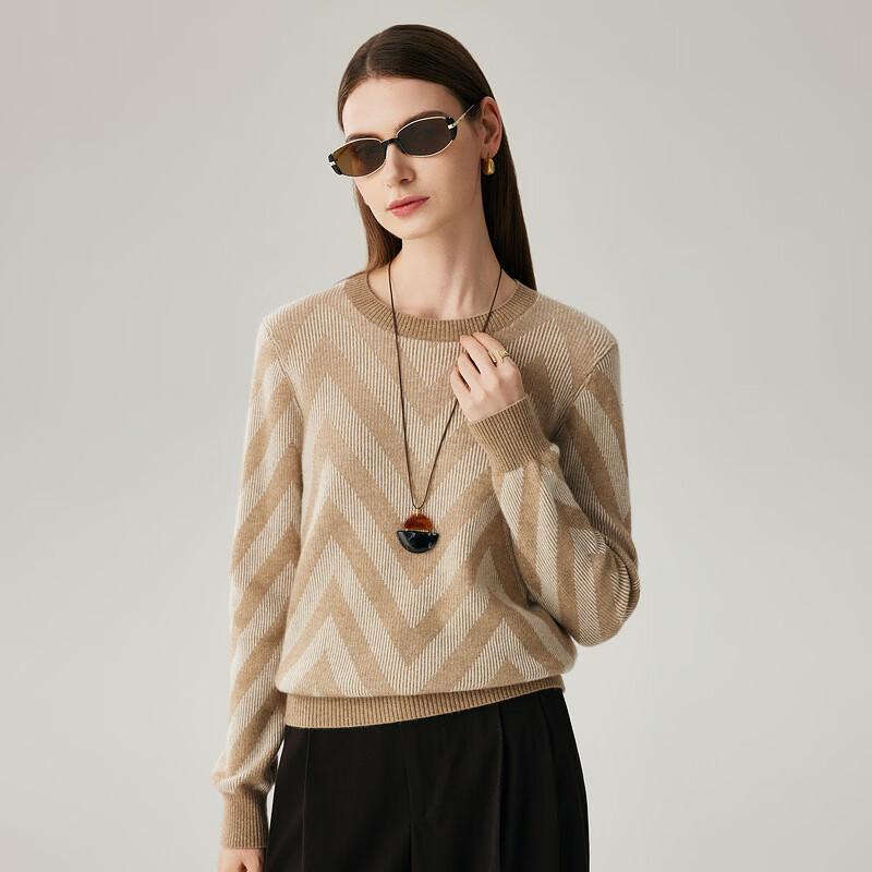 Zhaojun Women's Thick Round Neck Long Sleeve Cashmere Sweater