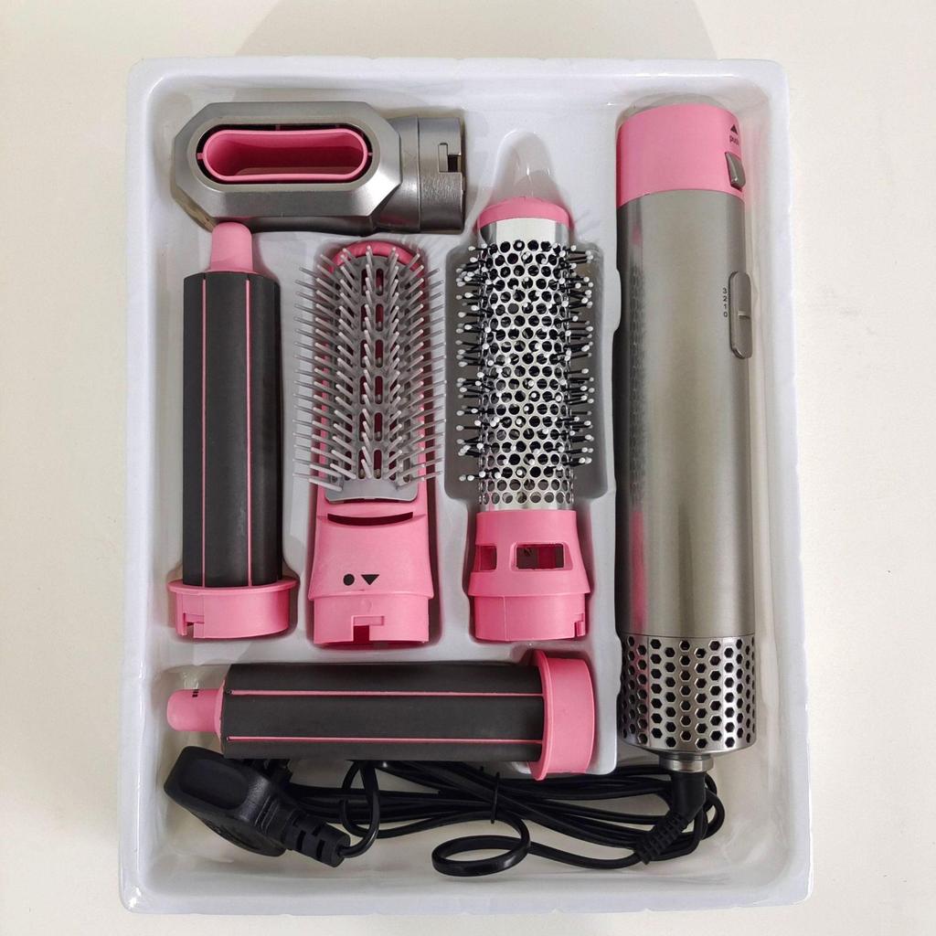 5-in-1 Hot Air Comb: Automatic Hair Straightener, Dual-Purpose Leafless Hair Dryer, Styler, and Curling Iron.