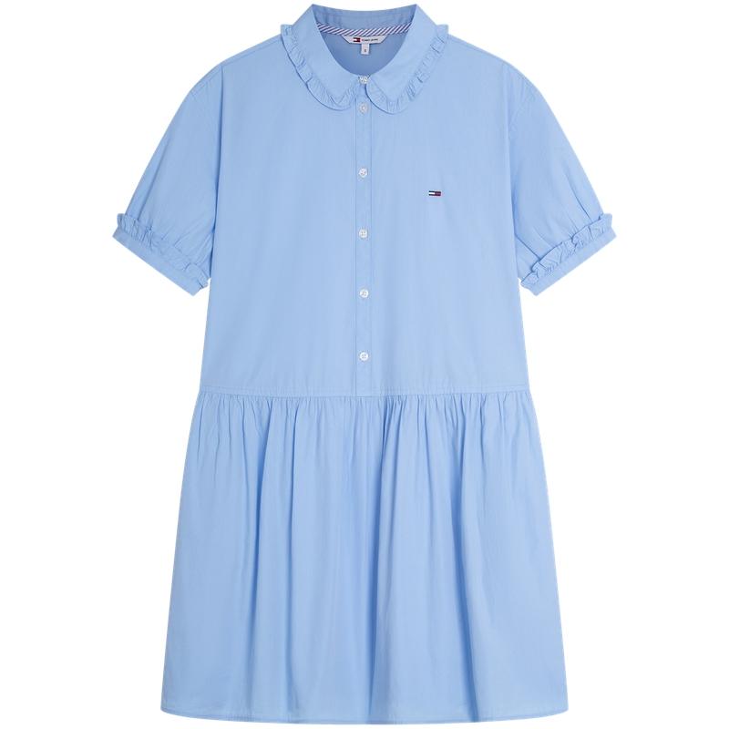 Tommy Hilfiger Retro Sweet Ruffled Loose Doll Collar Commuter Short Sleeve Dress Women dresses DW0DW22995