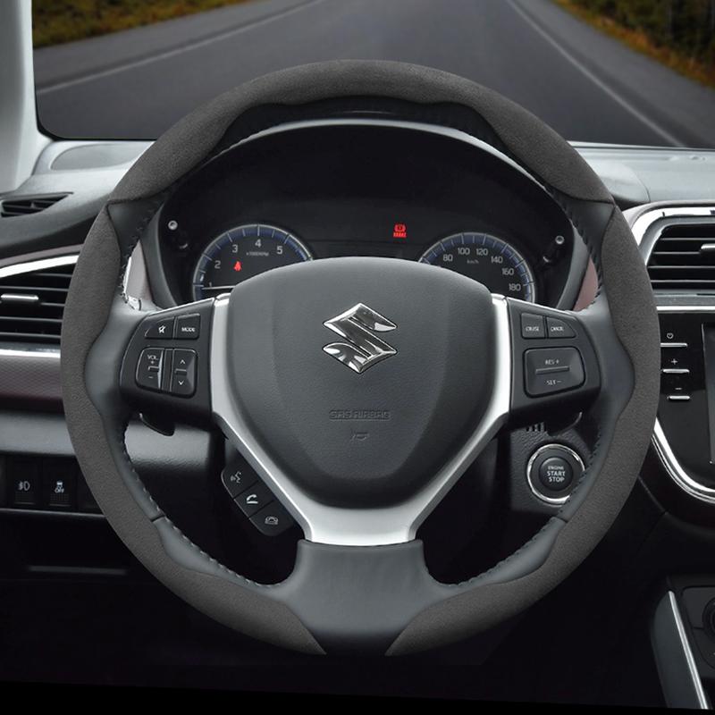 Suitable for Suzuki Anti-Slip Buckle Segmented Suede Steering Wheel Cover Suitable for Swift Sport Sx4 Grand Vitara Ly Jimny Solio Alto