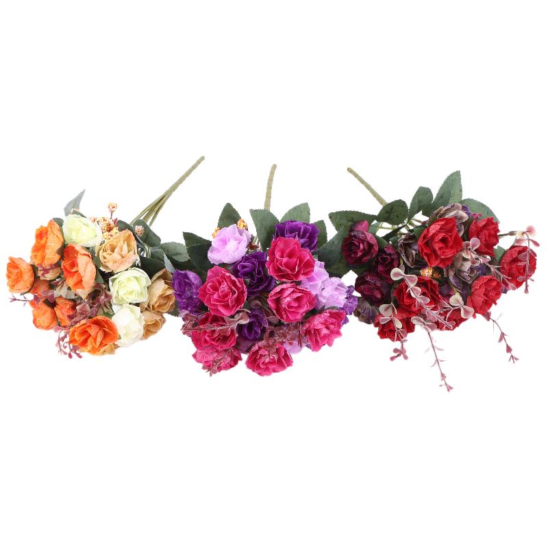 21 Heads Artificial Rose Bouquet Fake Rose Flowe Ornaments Outdoor Garden Wedding Bridal Wreath Accessories Party Decoration