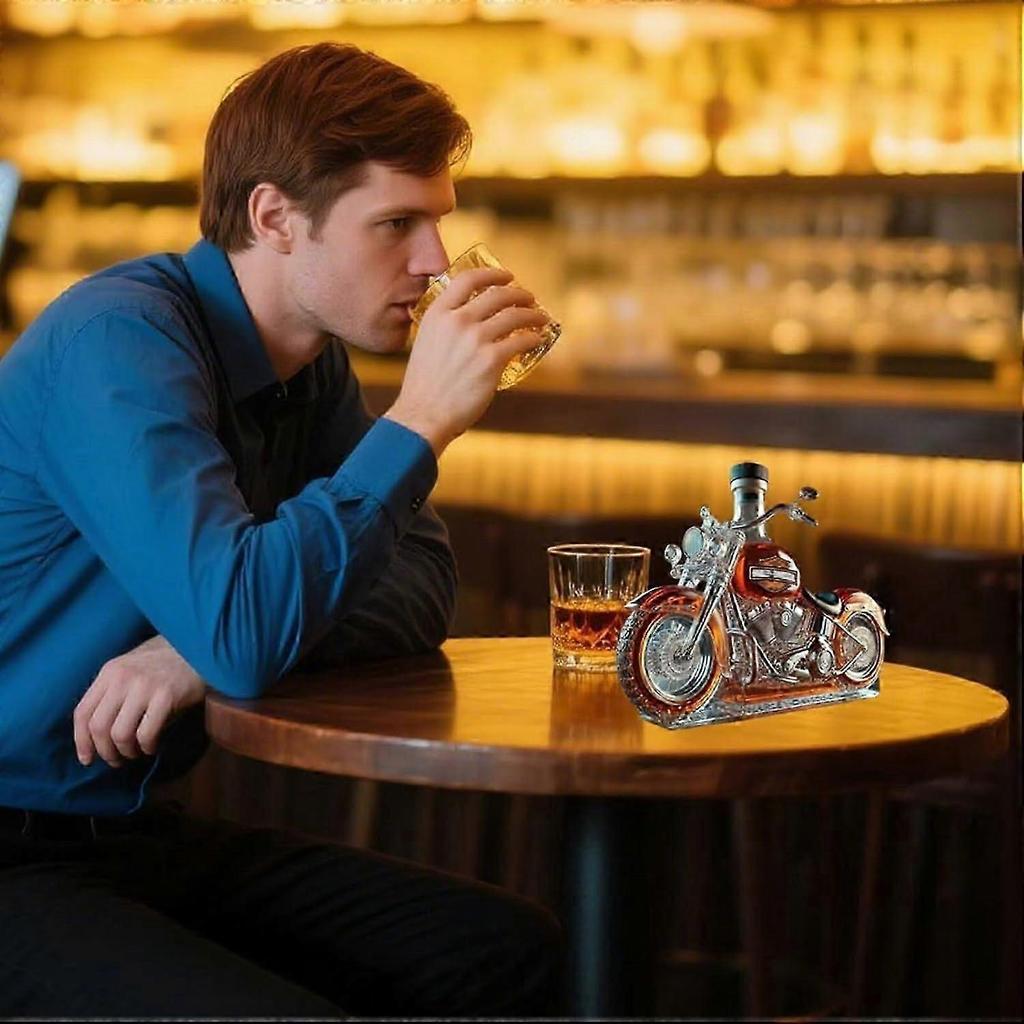 Whiskey Bottle Motorcycle Shape 11 Oz Novelty Glass Decanter 3d Engraving Creative For Men Motorcycle Rider/alcohol Lover Collector-jinmu3_siasd
