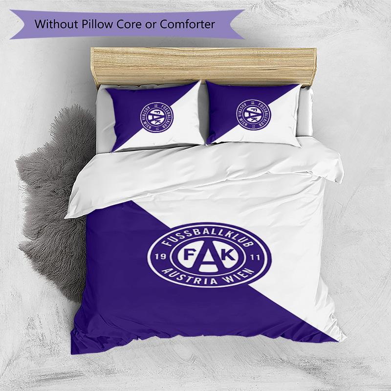 Austria Wien FC Bedrucktes 3-teiliges Bettwäsche-Set Atmungsaktiver Bettbezug mit Kissenbezügen Dekorative Bettwäsche für Schlafzimmer Zuhause