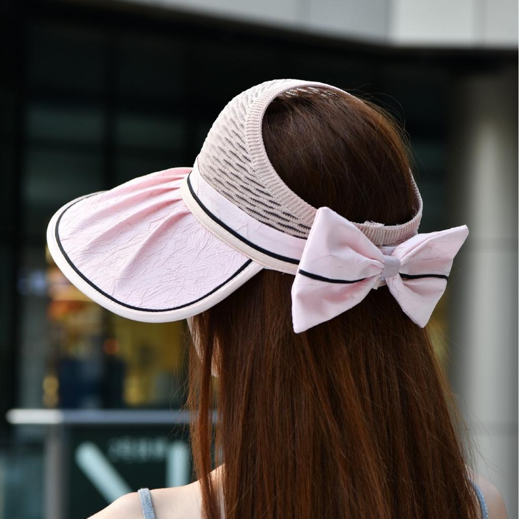 Summer Empty Top Hat Women'S Big Edge Fashion Sunscreen Breathable Sun Hat Casual Versatile Hollow Travel Visor