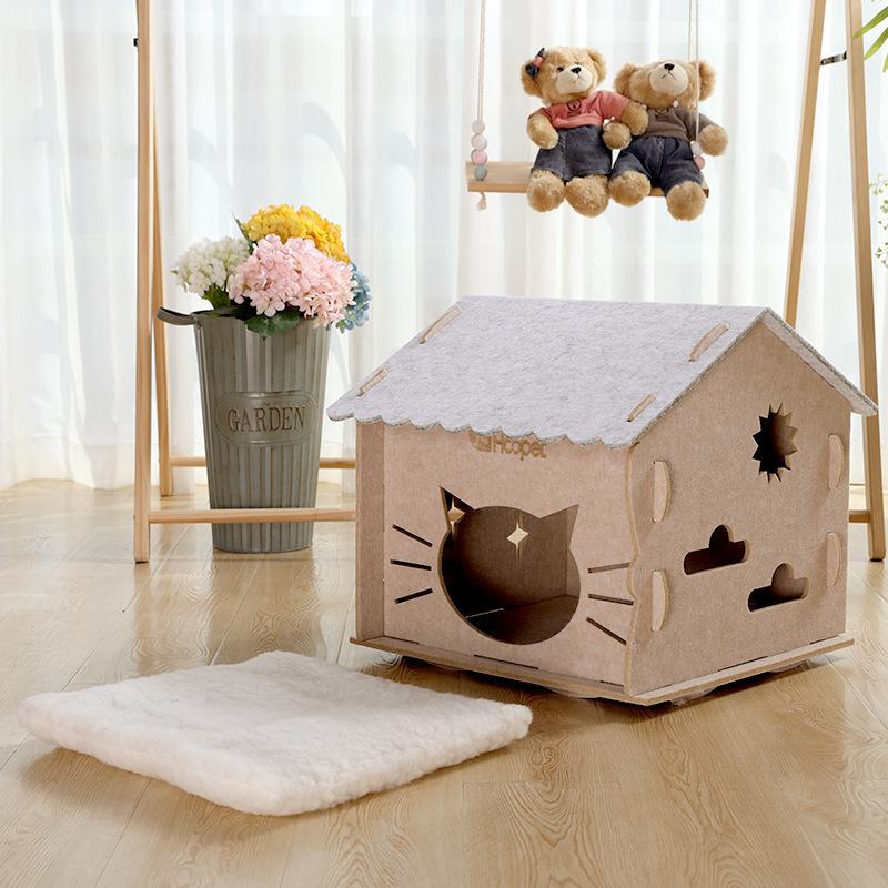 Soft Cat Bed Deep Sleep House Dog Cat Winter House Removable Cushion Enclosed Pet Tent For Kittens Puppy Supplies Cat House