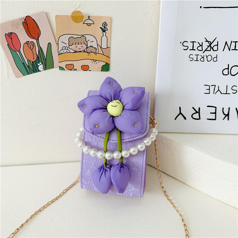 Girl flower small bag 2025 summer new trend messenger bag lace bow shoulder mobile phone bag