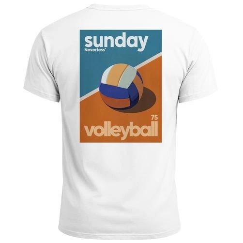 Mens 100% Cotton T-shirt Mens Tees Top Back Print Sunday Volleyball Graphic Print Urban Clubwear Retro- 2XL