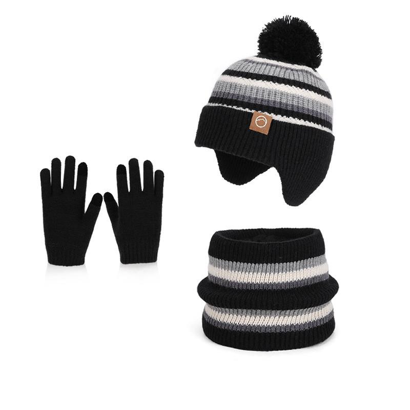 Children Knit Hat And Gloves Set With Fleece Lining For Winter Outdoor Warmth