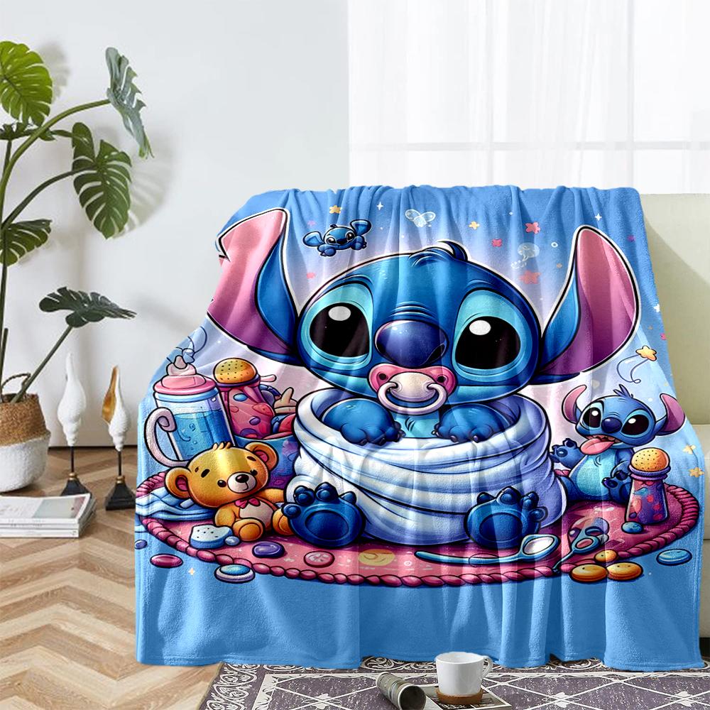 Stitch Theme Printed Blanket - Perfect for Couch, Bed, Travel & Outdoor Use | Machine Washable, Cozy & Durable.