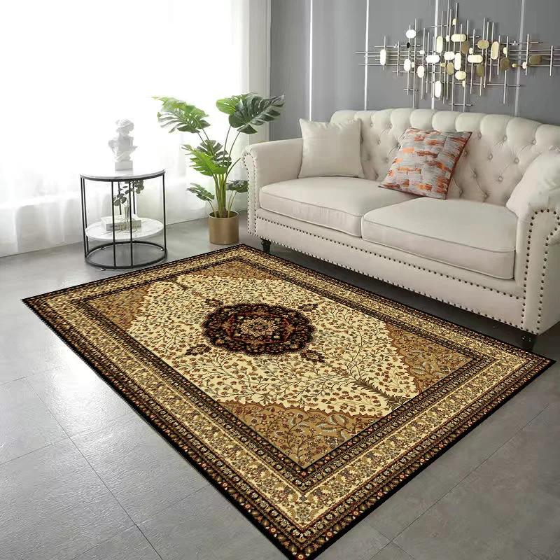 Luxury European Retro Area Rug – Oversized Vintage Living Room Carpet for Sofa Coffee Table & Bedroom Bedside, Non-Slip