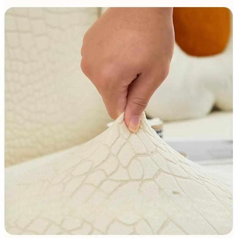 Sleek Slipcover for Curved Sofa Textured Stretch Couch Cover Modern Cloud Sectional Sofa Protector Furniture Protective Cover