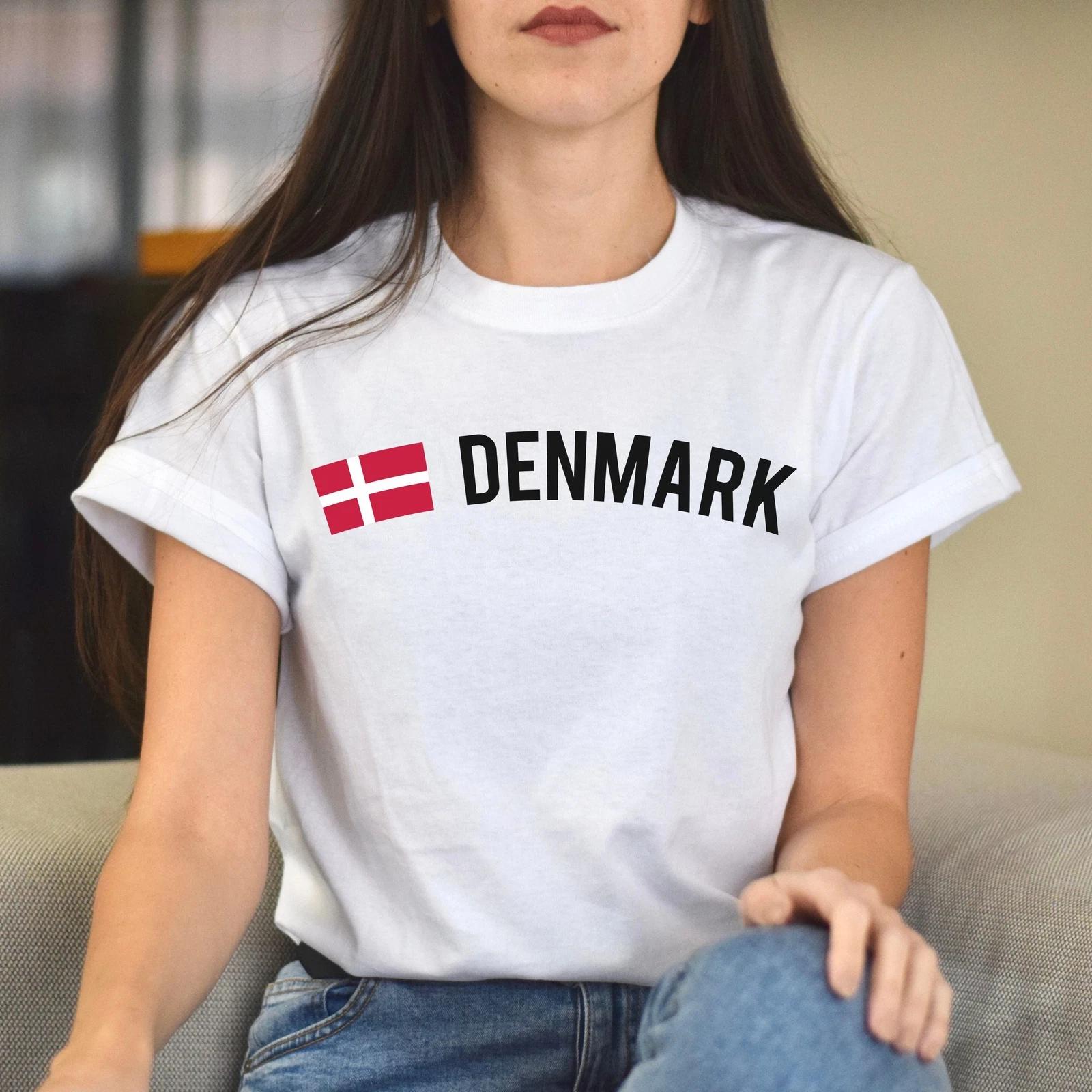 Denmark Unisex T-shirt gift Denmark flag tee Copenhagen White Black Dark Heather L