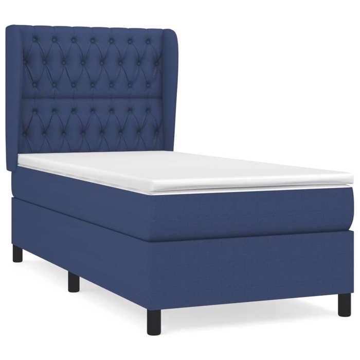 VidaXL Divan Bed with Mattress Blue 100x200 Cm Fabric - Model 3128187