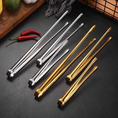 304 Stainless Steel Extended Japanese BBQ Tongs - Thickened Buffet & Steak Food Clips