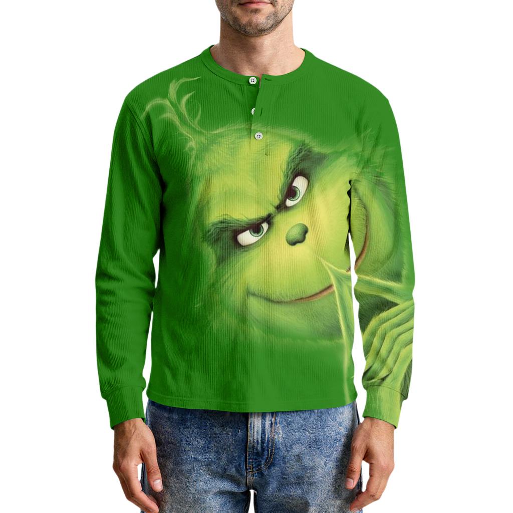 Men's Casual Knit Button-Up Long-Sleeve Shirt