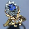 Gorgeous Palace Style Inlaid Synthetic Zirconia Golden Plated Ring for Women Vintage Elegant Banquet Festival Jewelry Accessory