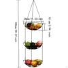 3 Tier Hanging Fruit Basket Rack Iron Wire Multifunctional Vegetable Storage Organizer