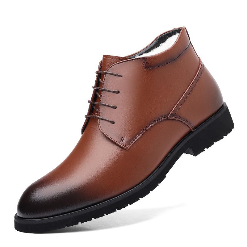 

Leather shoes men s autumn casual dress velvet thickened warm British style wool cotton leather shoes tide 2025 38