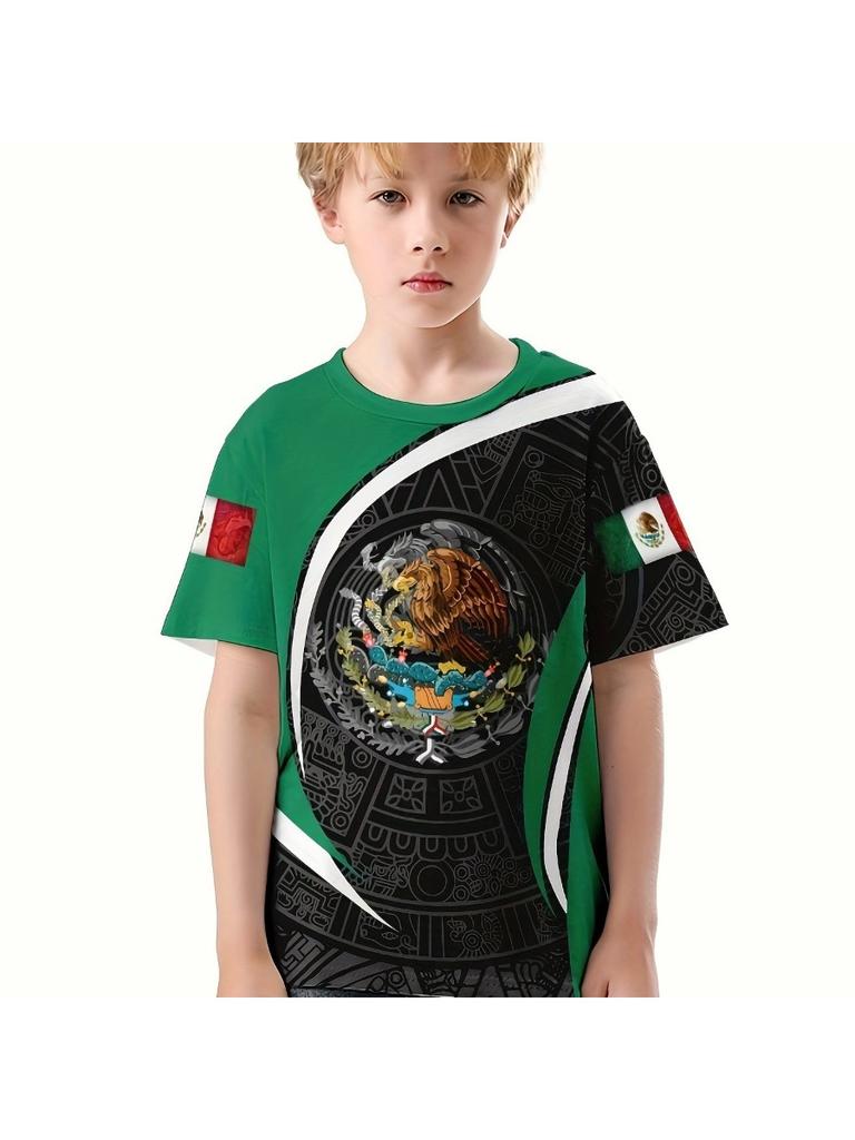 Summer Children's Clothing Boys Fashion Mexico Flag 3D Print T Shirt Short Sleeve