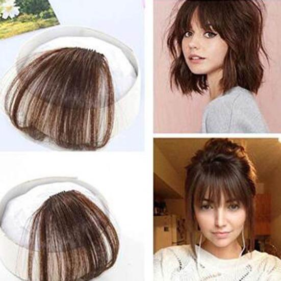 Ladies Thin Clip On Air Bang Wig Hair Front Fringe Extension Hairpiece