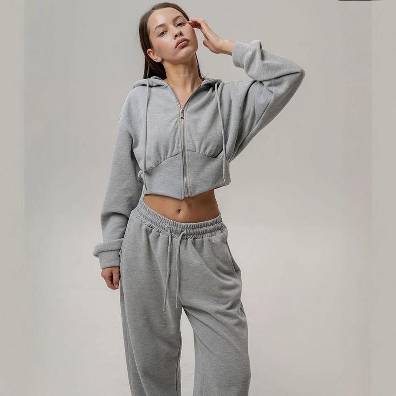 Zipper Hooded Sweatshirt and Pants Set Zipper Hooded Sweatshirt Pants Suit