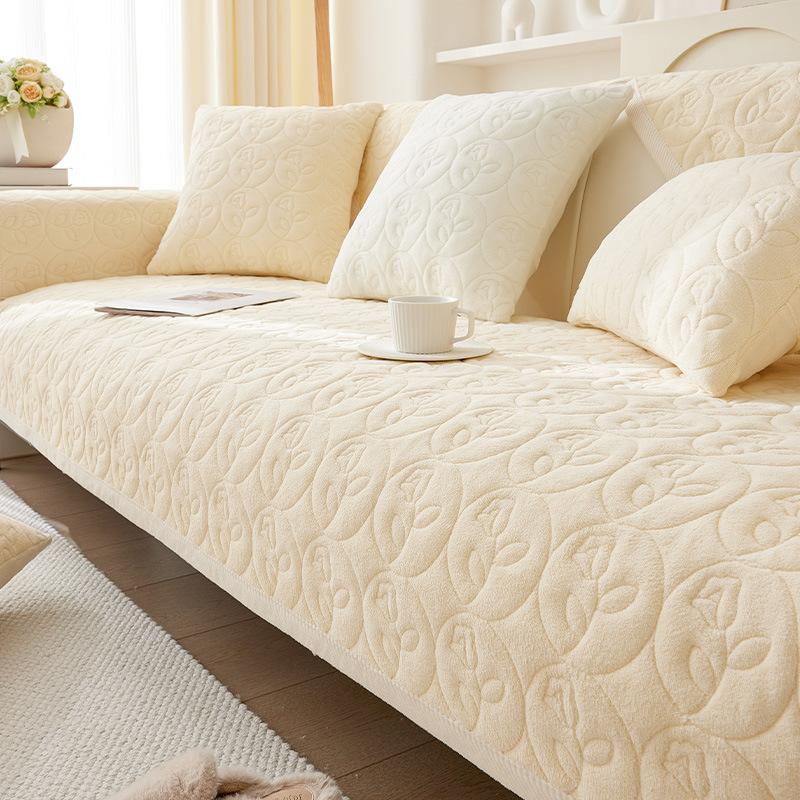 Winter Milk Fiber Sofa Cushion Thickened Fleece High-Grade Leather Sofa Cover Cover Cloth Warm Fleece Cushion