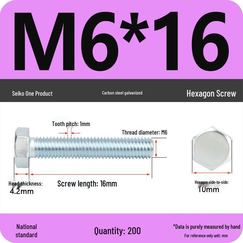 8.8 Grade Galvanized Hex Head Bolt, High-Strength M4-M30