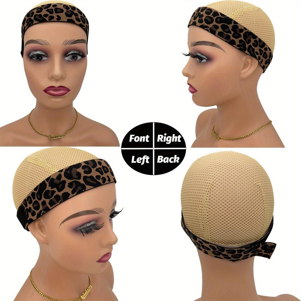 3pcs Wig Elastic Band Silvery Leopard Black Lace Melting Band for Laying Edges Down Meling Lace Wig Band Adjustable Band