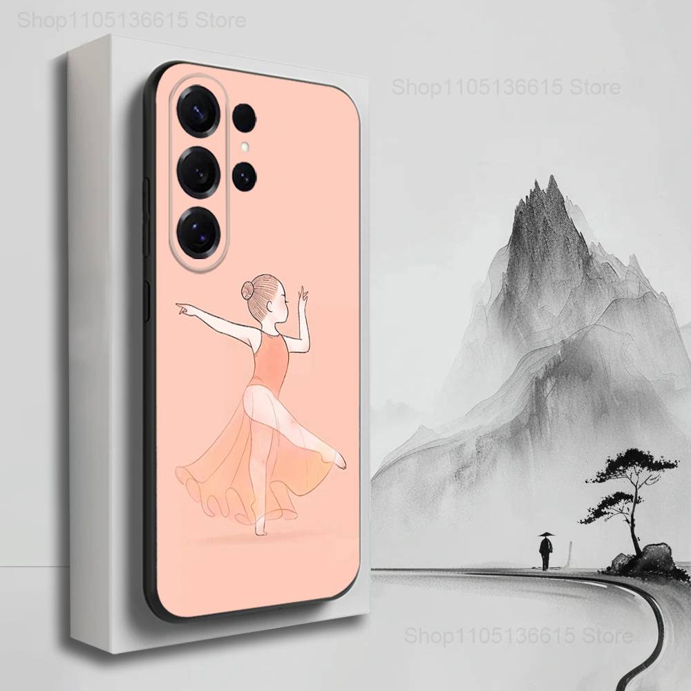 Ballet Art Girl Cute Phone For Samsung S25,S10,S20,S10,S21,S9,S24,S23,Ultra,FE,Plus,Lite,Soft Silicone Black Cover