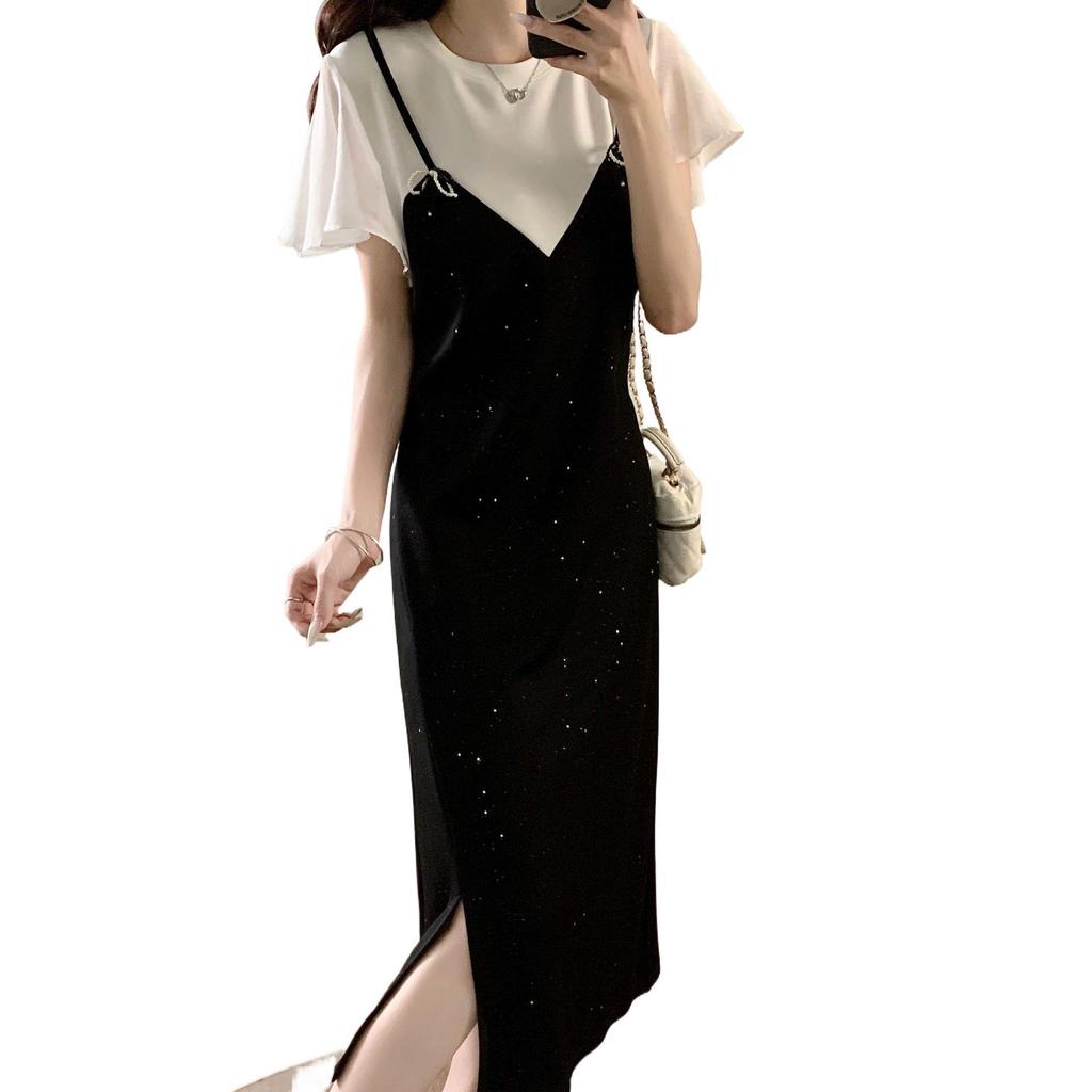 Plus Size Slimming Faux Two-Piece Long Dress - 2026 Summer Collection