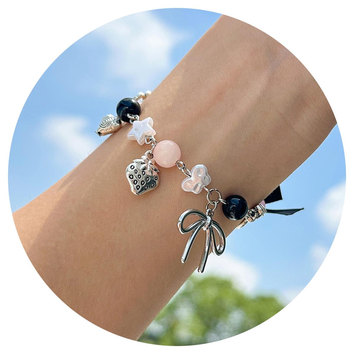 

Pastoral Pearl Bow Fringed Bracelet LolitaBracelet Sweet Heart Hand Jewelry