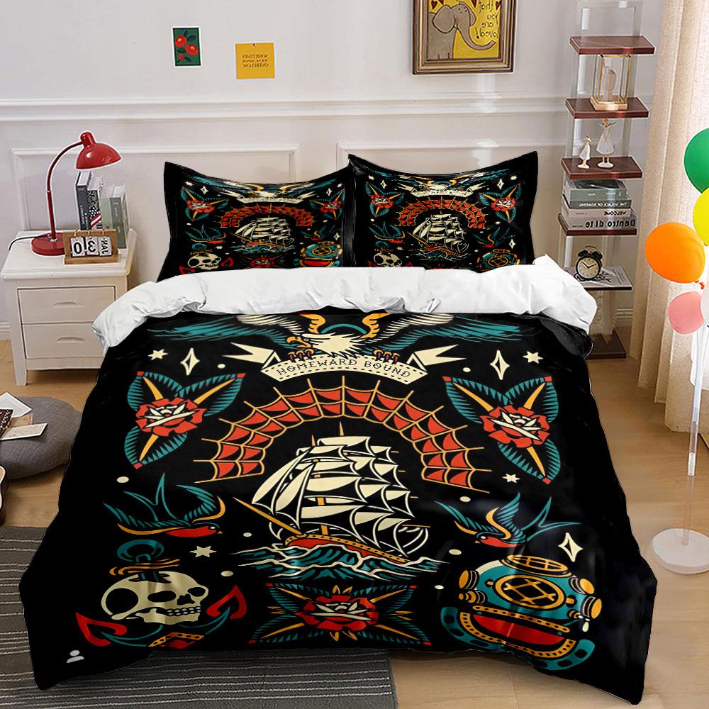 

Ship, eagle, roses, skull. Bedding sets Duvet cover sets Duvet covers Pillowcases(1 * Duvet Cover 2 * Pillowcases, without duvet insert) 135x200cm
