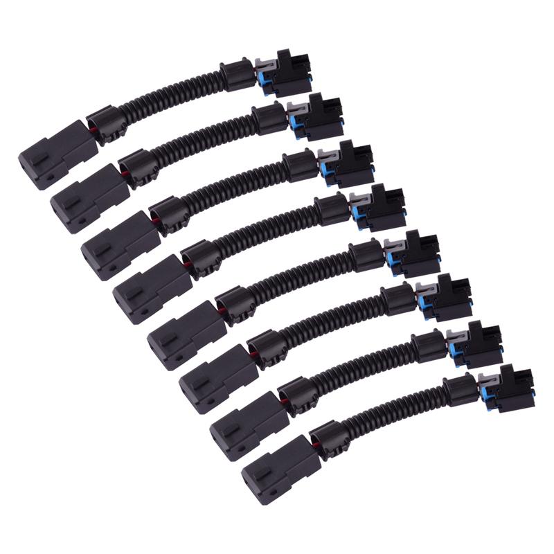 

8Pcs Fuel Injector Connector Adapter Fit for EV1 to EV6/EV14 USCAR LS1 LS2 LS3 LT1 Black Plastic
